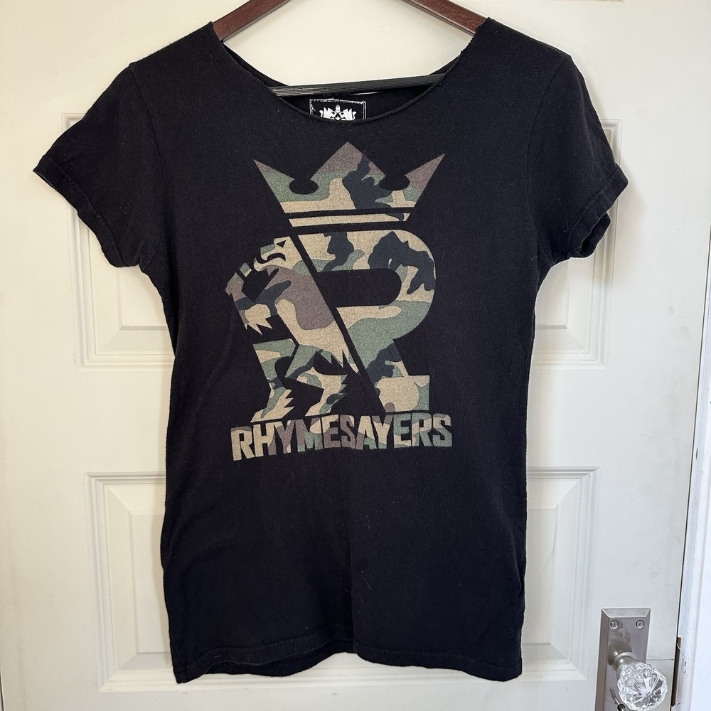 Vintage Rhymesayers Entertainment T-shirt Top Tee Size Medium Black USA Camo